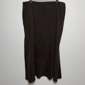 VTG 90s Dressbarn Women Faux Suede Maxi Skirt XL Chocolate Brown‎ Western Boho